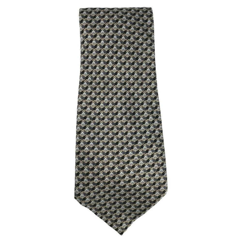 Stonehenge Mens‎ Silk Black Silver Gold Accents Tie